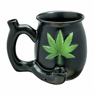 LEAF ON BLACK CHUBBY PREMIUM ROAST & TOAST PIPE MUG showcasing its sleek design and high-quality materials, perfect for everyday use. - Rasta on Black