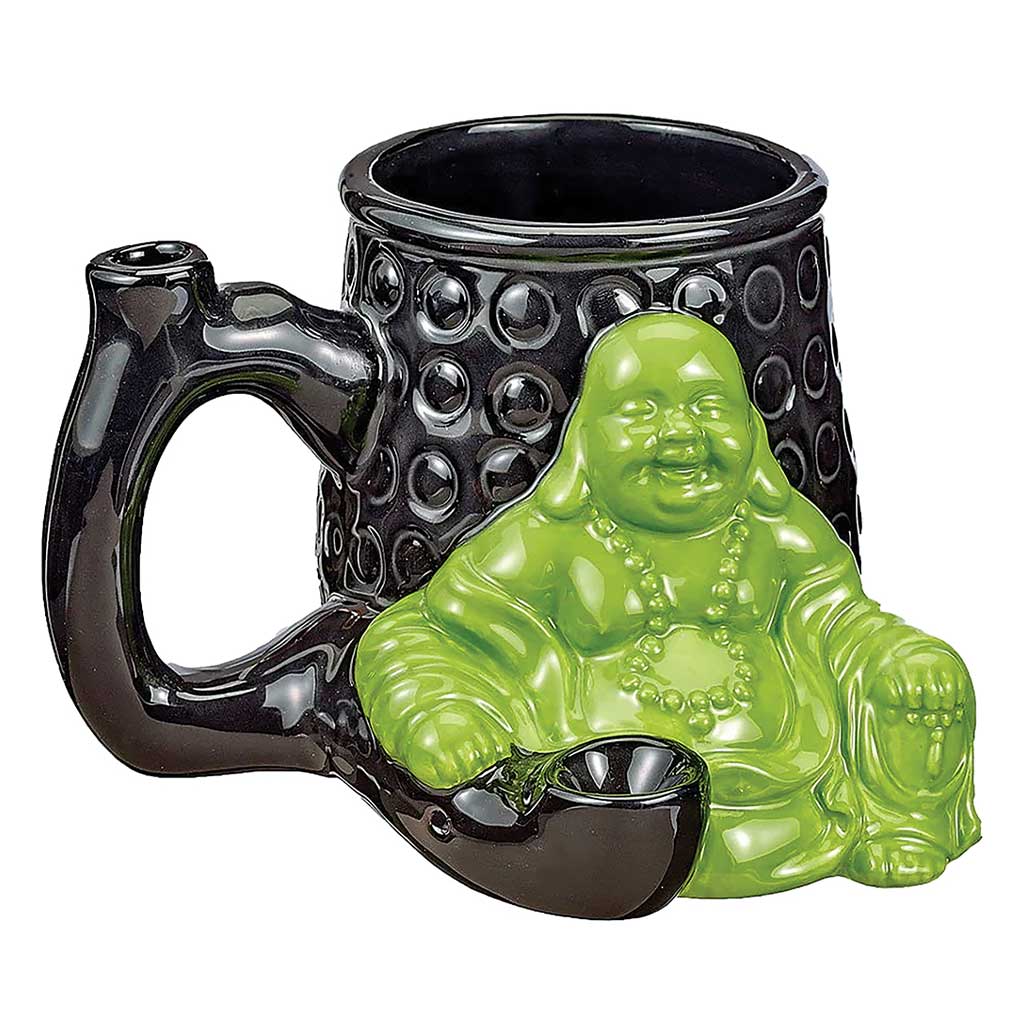 Buddha Premium Roast & Toast Pipe Mug featuring intricate designs and a functional smoking pipe integrated into a stylish mug. - Buddha