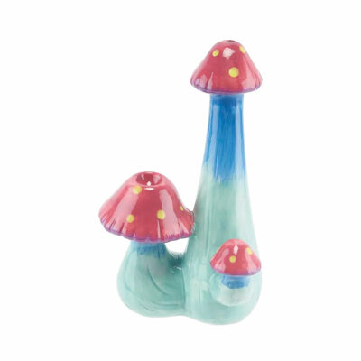Stylish TRIPLE MUSHROOM PIPE featuring intricate mushroom designs, crafted from high-quality materials for optimal smoking experience. - Mushroom