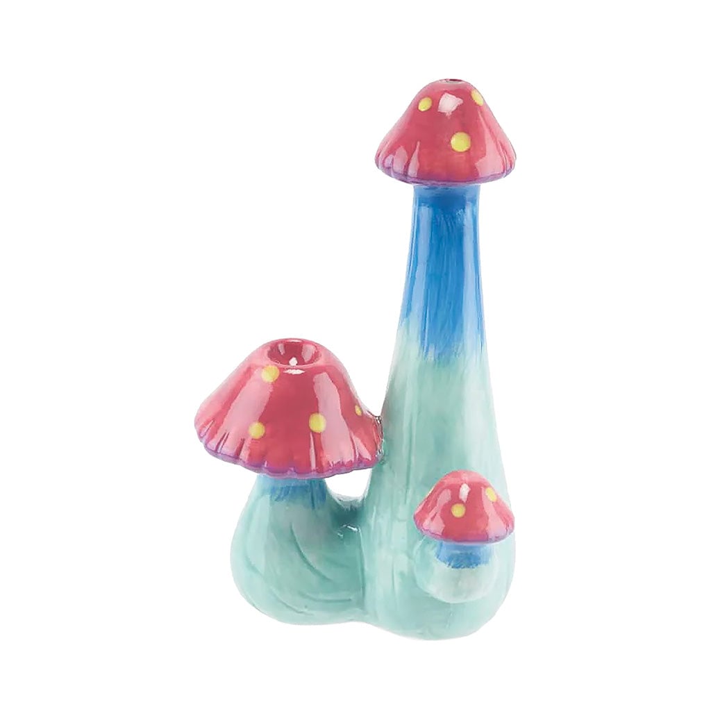 Stylish TRIPLE MUSHROOM PIPE featuring intricate mushroom designs, crafted from high-quality materials for optimal smoking experience. - Mushroom