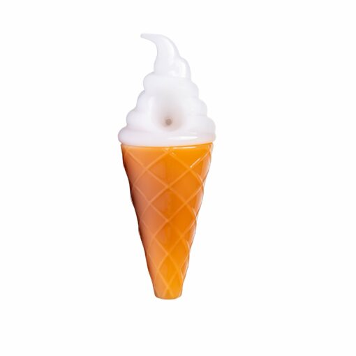 A whimsical Ice Cream Hand Pipe from BigFun!, featuring a delightful cone-inspired design that combines playful aesthetics with functional smoking utility, perfect for everyday smokers and collectors alike, available at Cannabox.