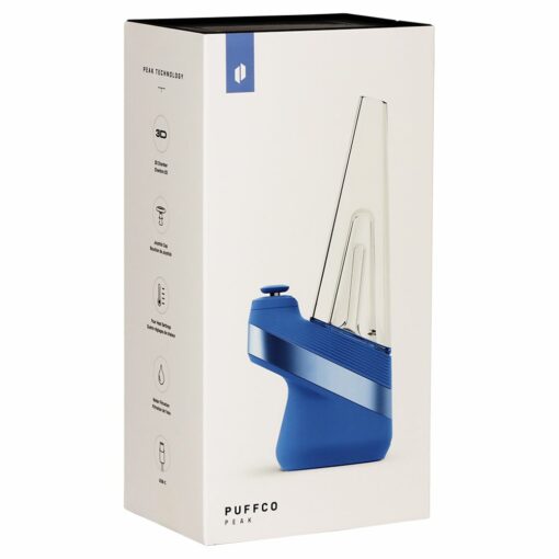 Puffco New Peak Smart eRig in Sapphire color showcasing its sleek design and advanced features for an enhanced smoking experience.