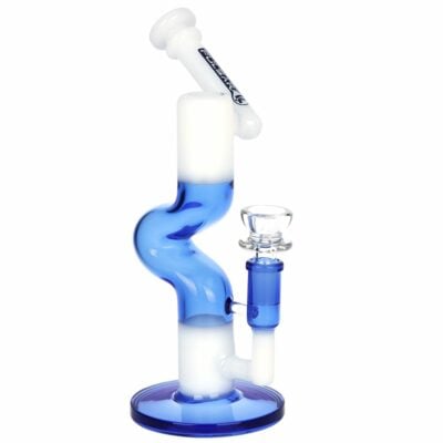 Pulsar Two-Tone U-Bend Tube Glass Water Pipe featuring a unique U-bend neck design, sidecar angled mouthpiece, and vibrant two-tone coloring. - Default Title