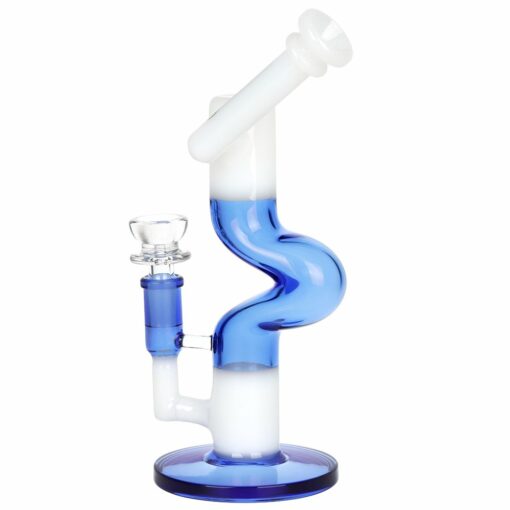 Pulsar Two-Tone U-Bend Tube Glass Water Pipe featuring a unique U-bend neck design, sidecar angled mouthpiece, and vibrant two-tone coloring.