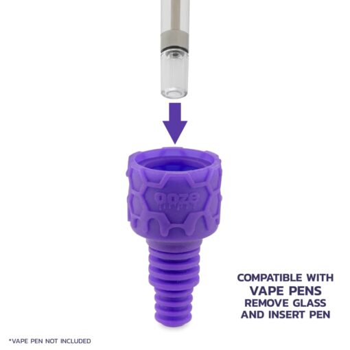 Ooze Swerve Silicone Water Pipe showcasing its 4-in-1 functionality as a bong, dab rig, dab straw, and vape pen adapter, designed for everyday smokers.