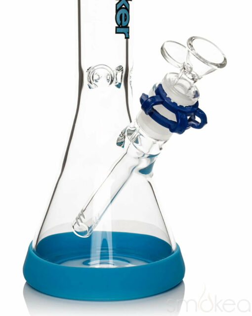 Jerome Baker EVO Beaker Bong showcasing its elegant borosilicate glass design, featuring a built-in ice catcher and ergonomic mouthpiece for smooth smoking.