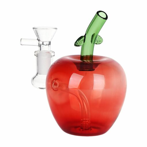 SeshGear Poison Apple Glass Water Pipe, 4.75 inches tall, featuring a fixed diffuser downstem and a vibrant poison apple design in borosilicate glass.