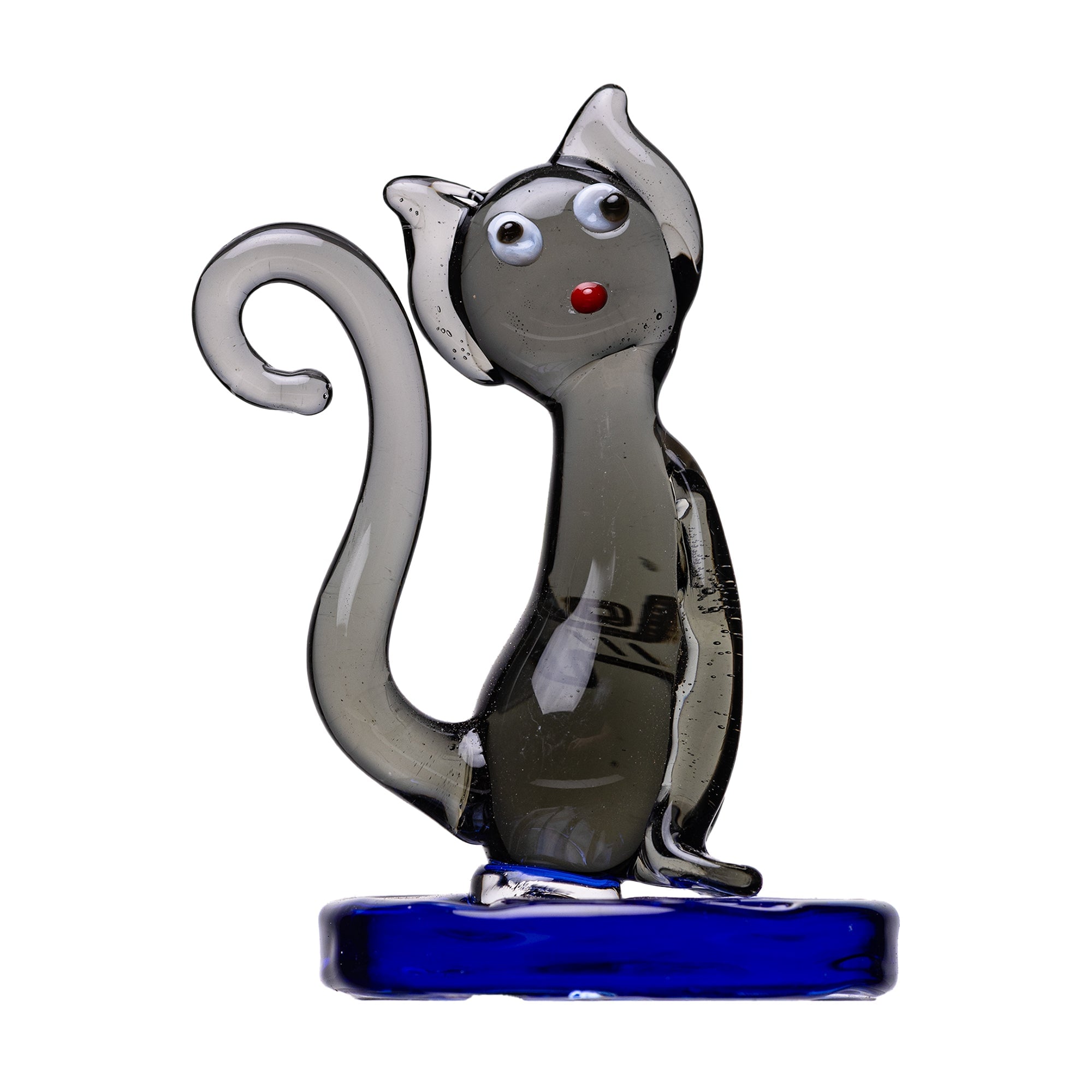 Human Grade Cat Carb Cap in playful design, made from borosilicate glass, measuring 1.2 inches by 1.1 inches, ideal for optimal airflow control. - Milky Purple (Blue Base)