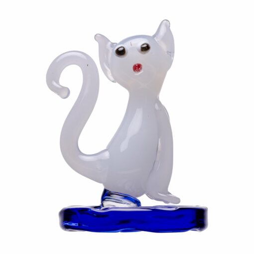 Human Grade Cat Carb Cap in playful design, made from borosilicate glass, measuring 1.2 inches by 1.1 inches, ideal for optimal airflow control.
