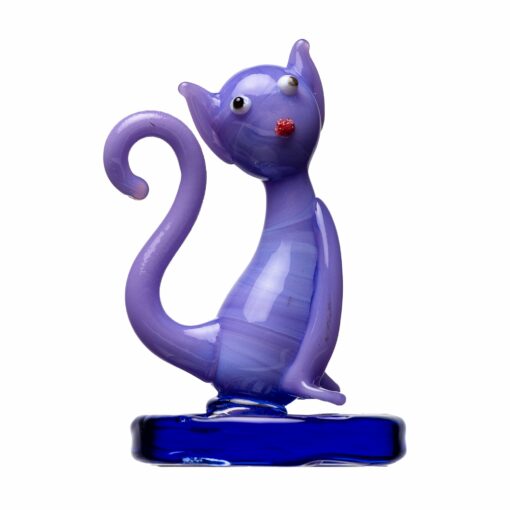 Human Grade Cat Carb Cap in playful design, made from borosilicate glass, measuring 1.2 inches by 1.1 inches, ideal for optimal airflow control.