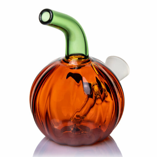 MJ Arsenal Jack O'Ripper Blunt Bubbler showcasing a vibrant jack-o'-lantern design, made from 100% borosilicate glass, perfect for water filtration.