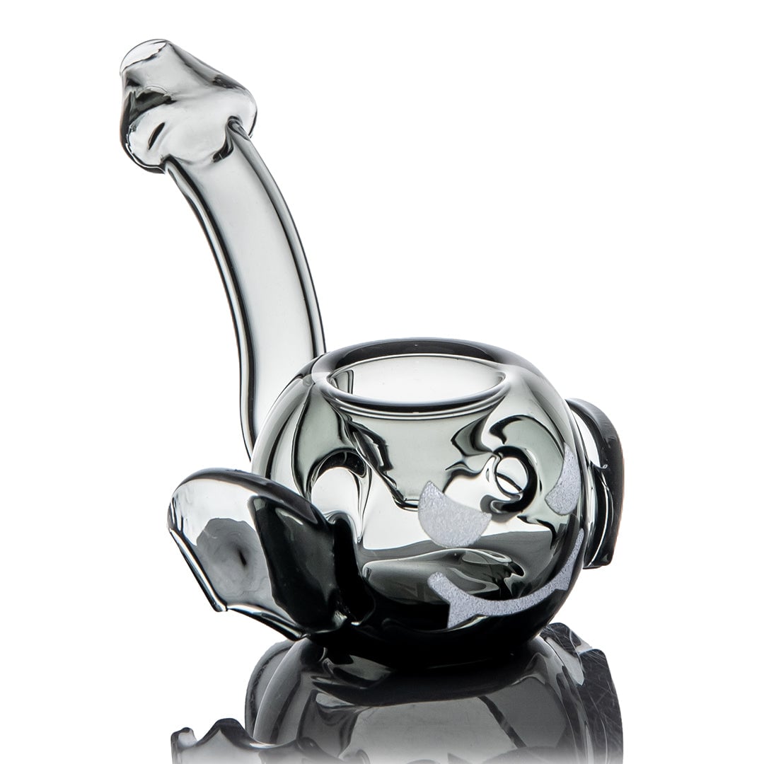 MJ Arsenal Bud-Sucker Pipe featuring a vibrant bat design with a glow-in-the-dark face, made of 100% borosilicate glass, perfect for Halloween. - Default Title