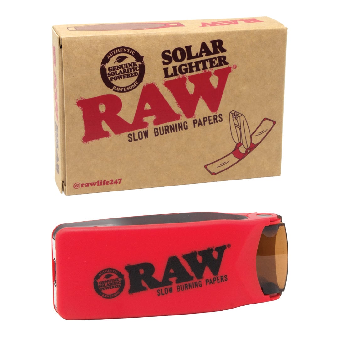 RAW Solar Lighter designed for eco-friendly smoking, featuring a sleek solar panel and ergonomic grip for easy lighting on-the-go. - Default Title
