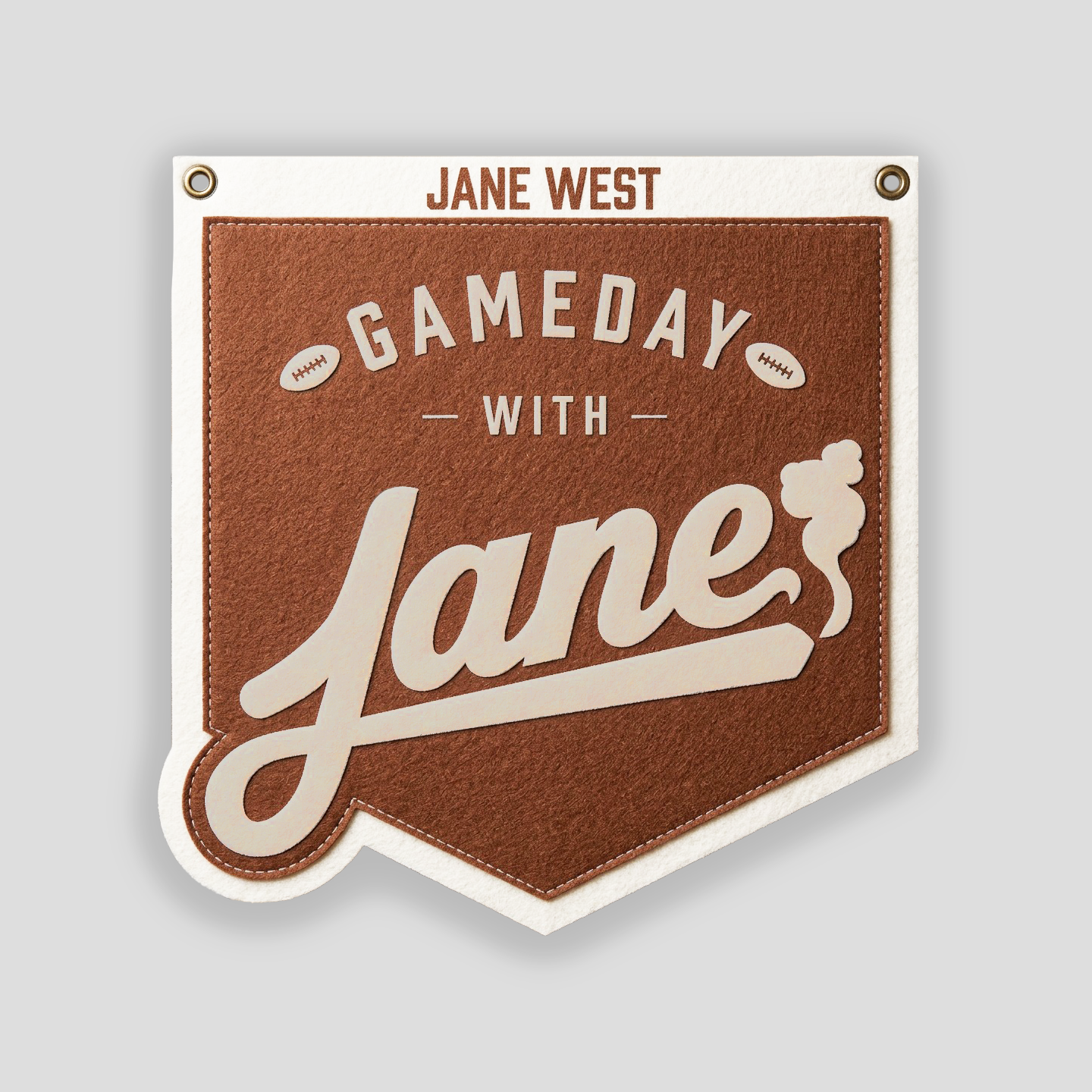 Gameday with Jane Pennant featuring vintage sports banner design, brass grommets, and felt-style material, ideal for hanging in game rooms or lounges. - Default Title