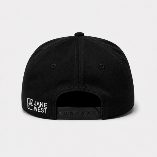 JW Rope Hat by Jane West featuring a khaki crown, black brim, orange rope detail, and a sewn JW square patch on the front, perfect for everyday wear.