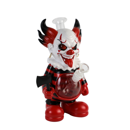 Killer Clown Water Bong, 10.6 inches tall, featuring a vibrant and eerie clown design, perfect for both display and functional use in smoking sessions.