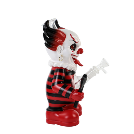 Killer Clown Water Bong, 10.6 inches tall, featuring a vibrant and eerie clown design, perfect for both display and functional use in smoking sessions.
