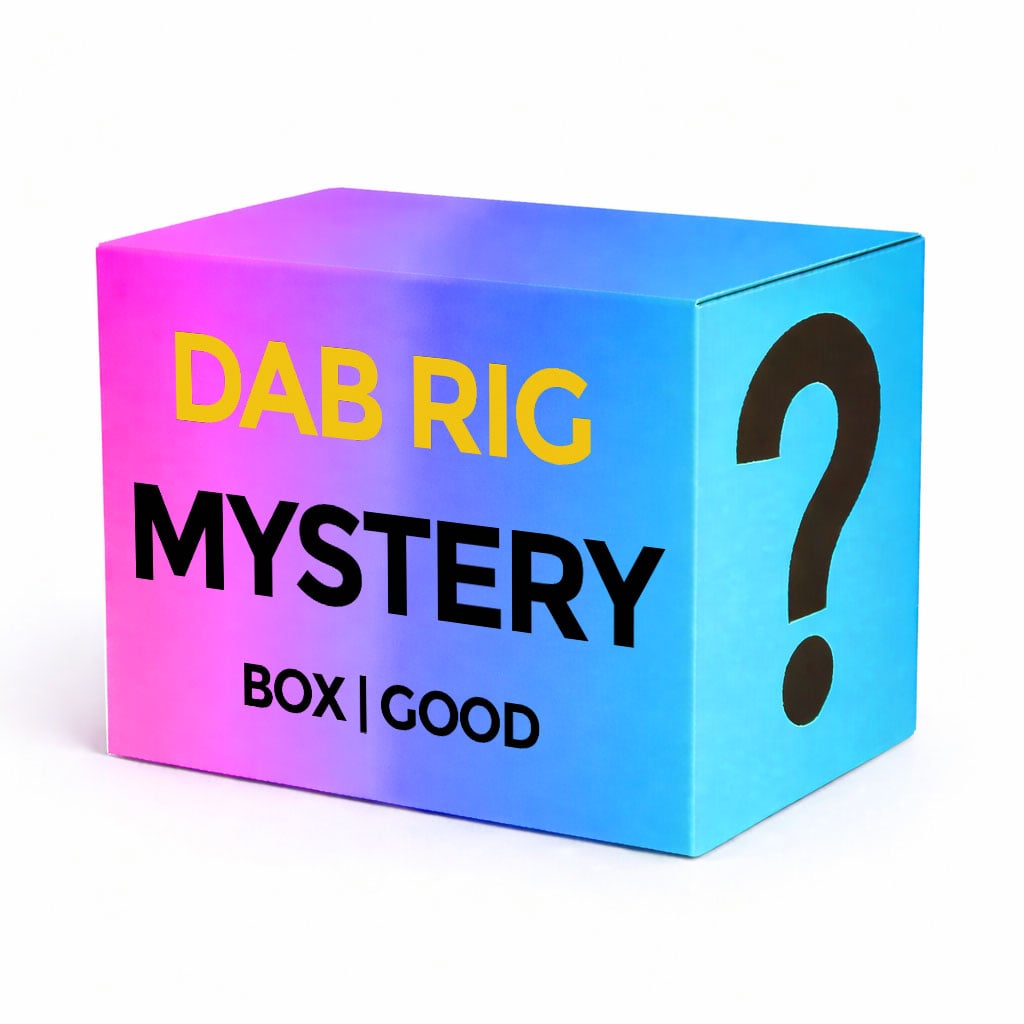 A collection of premium dab rigs in a mystery box, showcasing various designs and colors, perfect for enhancing the smoking experience. - GOOD