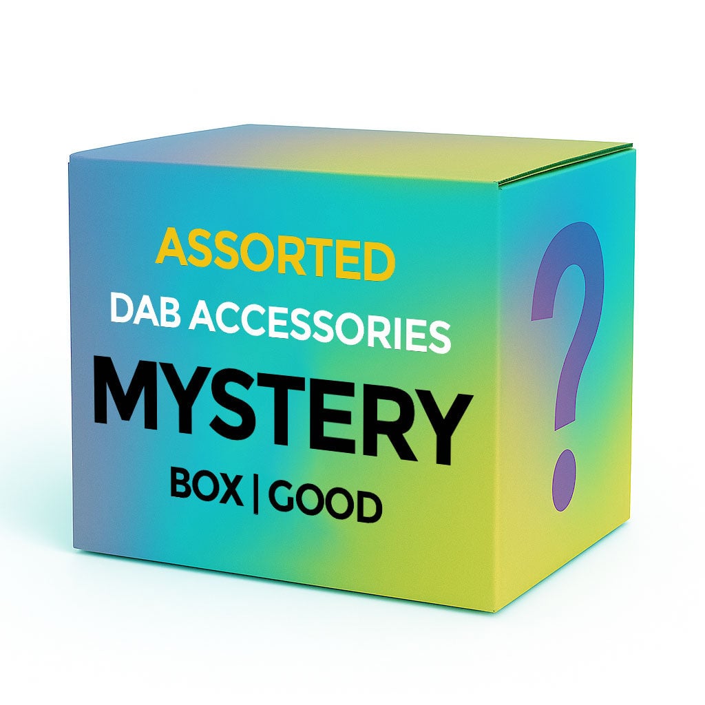 A variety of premium dab accessories including tools, containers, and more, all presented in an enticing mystery box from Cannabox. - GOOD